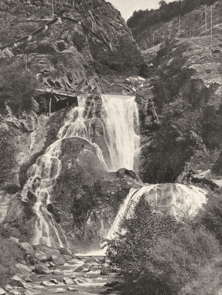ISÈRE. Le Bourg- d'Oisans- Cascade de Sarrène 1904 old antique print picture